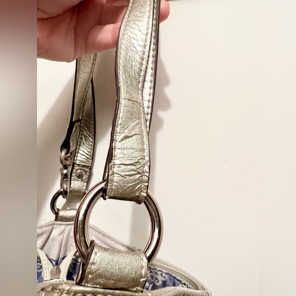Kathy Van Zeeland Silver Shoulder Bag Crossbody | Chic Designer Handbag - Picture 11 of 16
